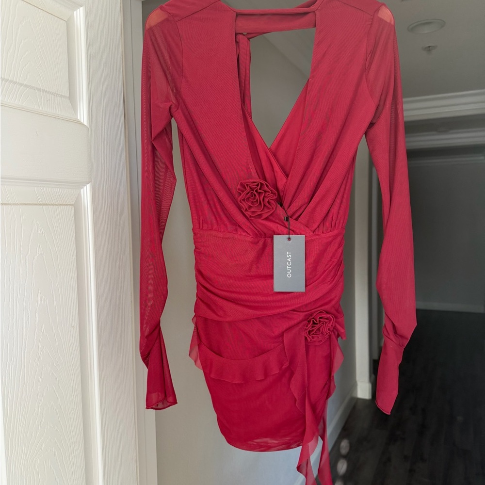 Chic Long Sleeve Red Dress